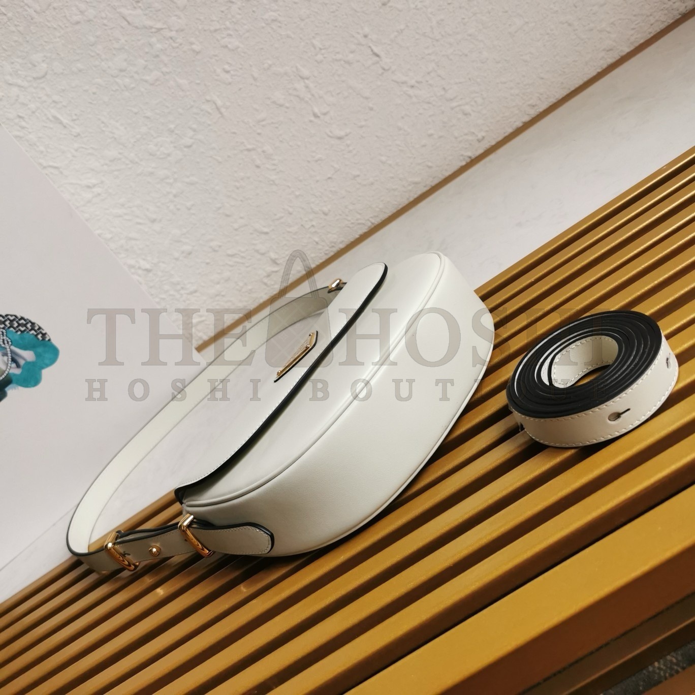 Pra*a Arque Shoulder Bag with Flap in White Leather Master Quality