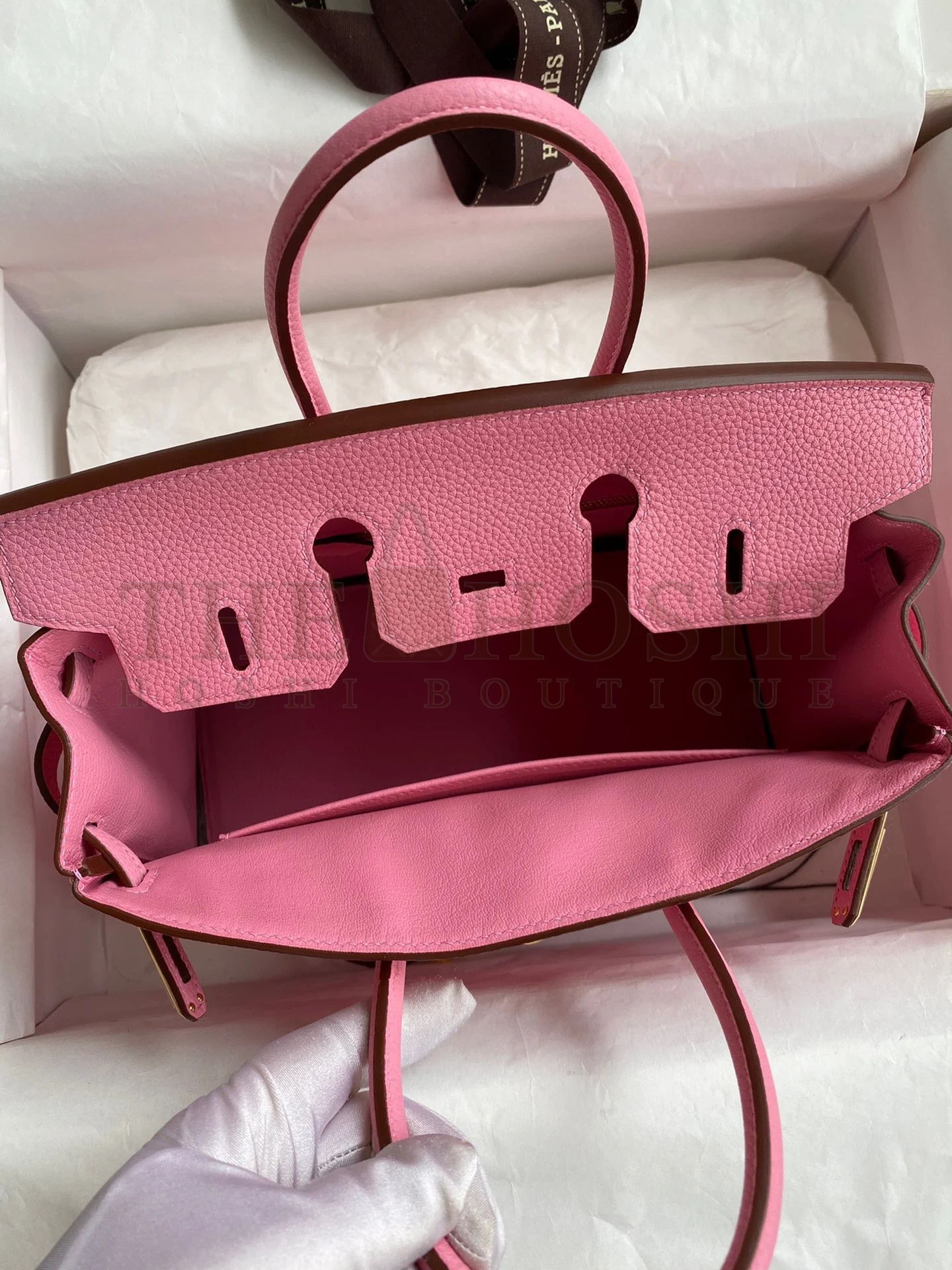 H**me5 Birkin 25 Retourne Handmade Bag In Pink Clemence Leather Master Quality