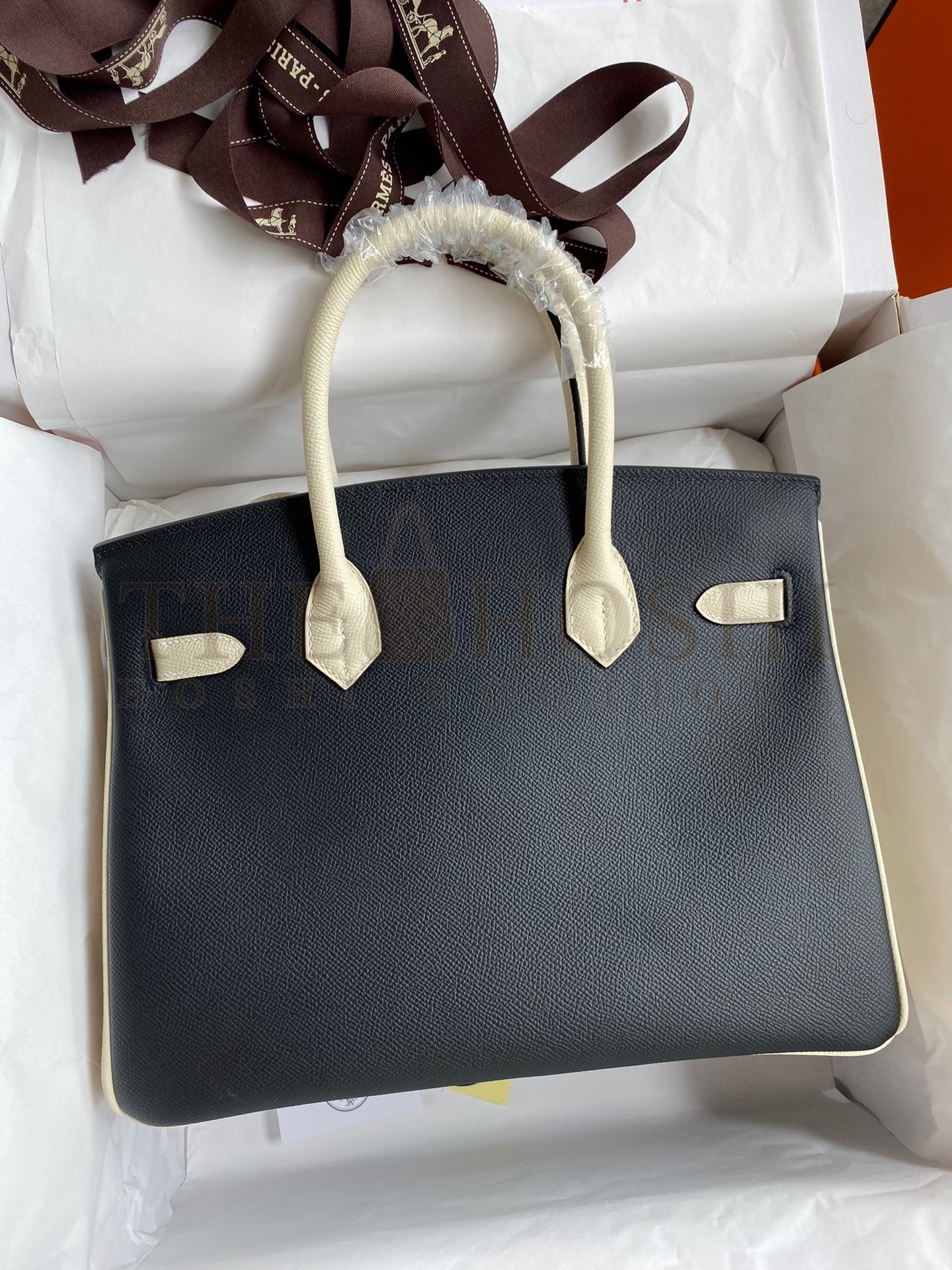 H**me5 HSS Birkin 30 Bicolor Bag in Black and Craie Epsom Calfskin Master Quality