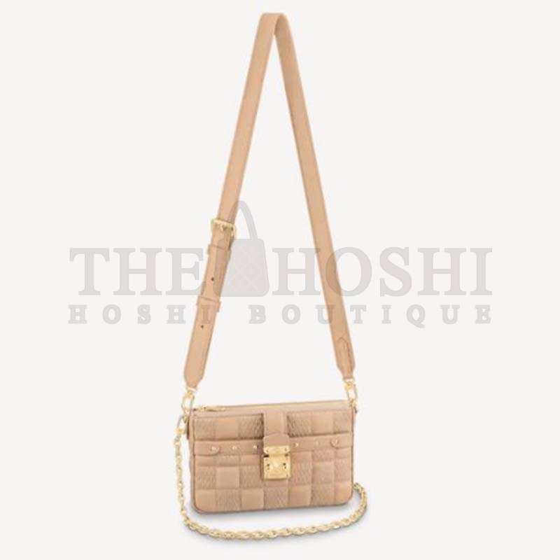 L0vis Vvtt0n LV Women Pochette Troca Handbag Cashmere Beige Damier Quilt Lamb Leather Master Quality