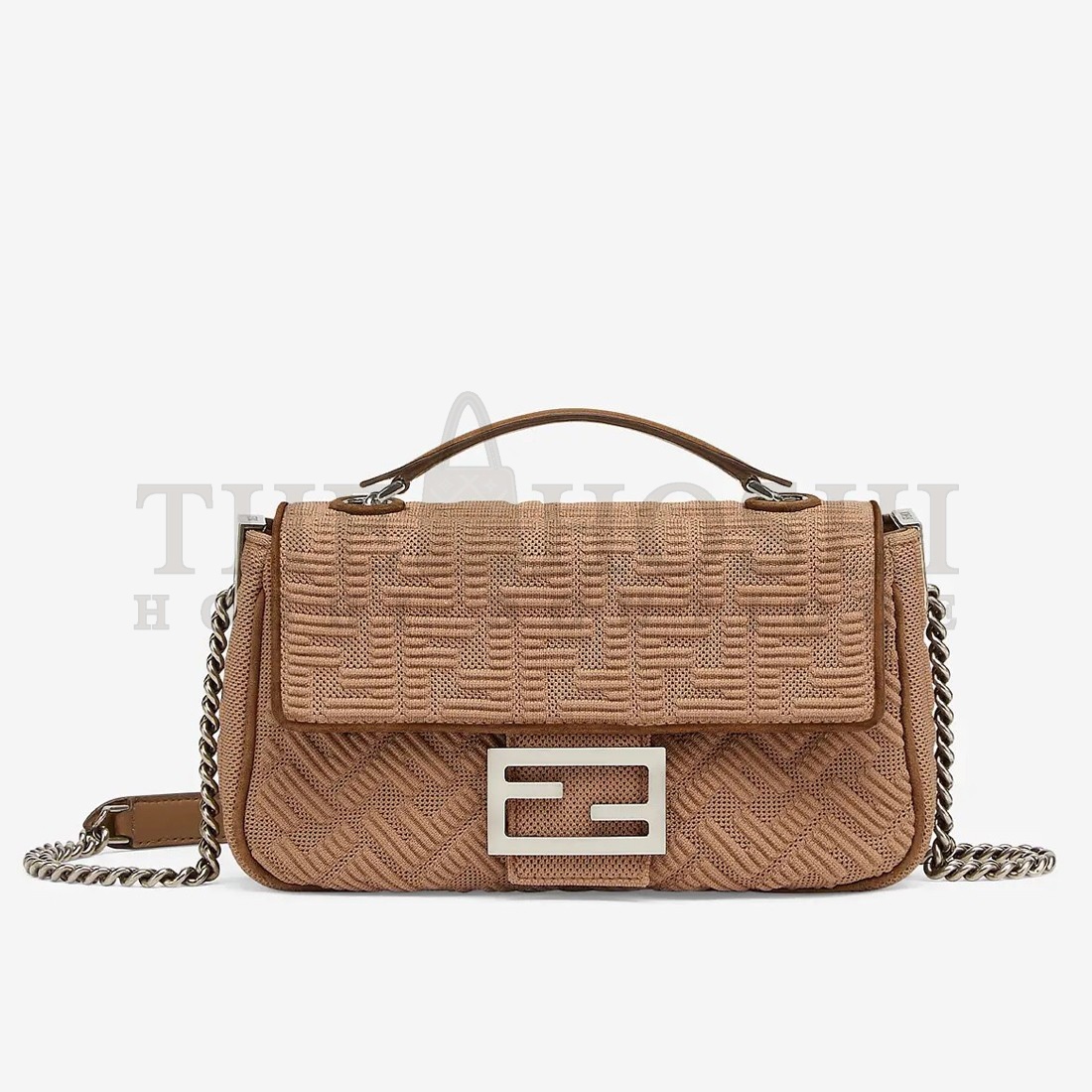 F**di Baguette Chain Midi Bag In Beige FF Fabric Master Quality