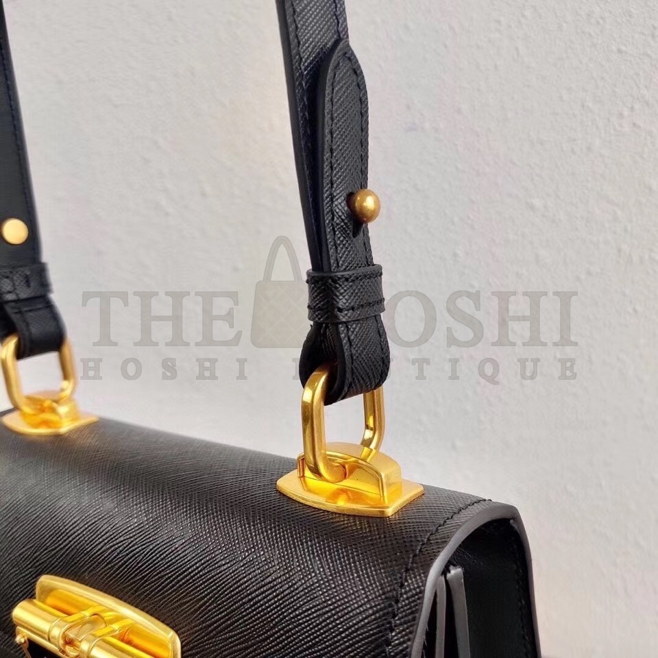 Pra*a Symbole Shoulder Bag In Black Saffiano Leather Master Quality