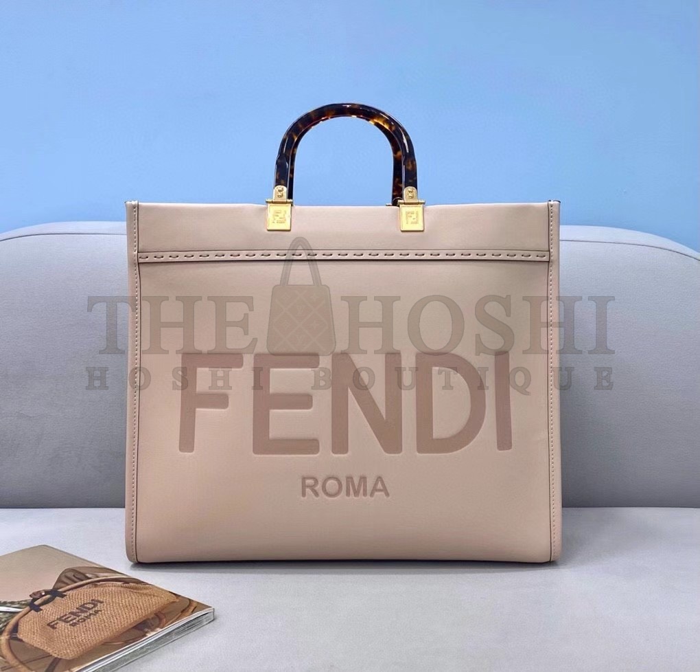 F**di Sunshine Medium Tote Bag In Beige Calfskin Master Quality