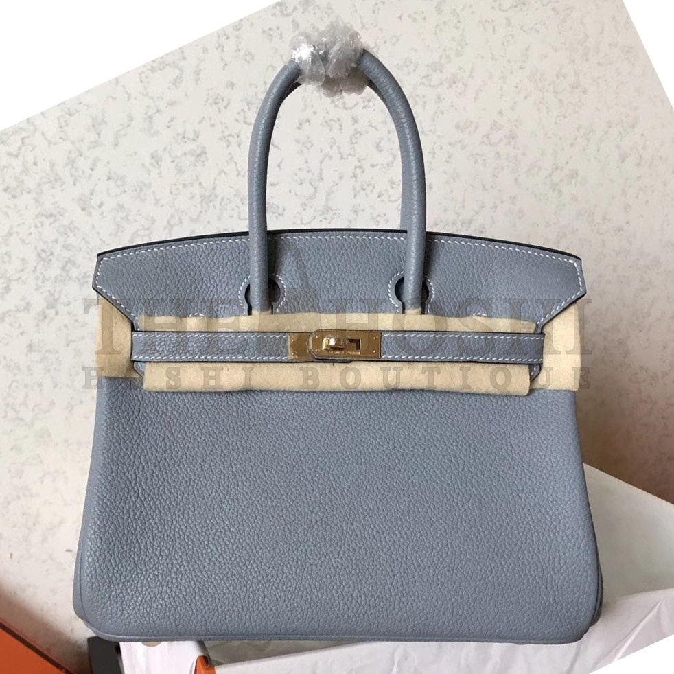 H**me5 Blue Lin Birkin 25cm Clemence Handmade Bag Master Quality