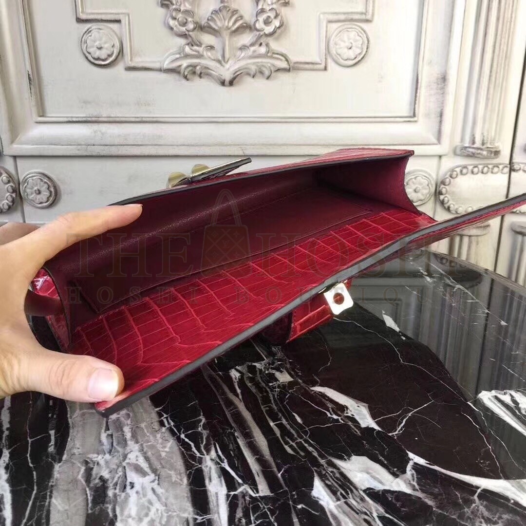 H**me5 Medor Clutch Bag In Red Crocodile Leather Master Quality