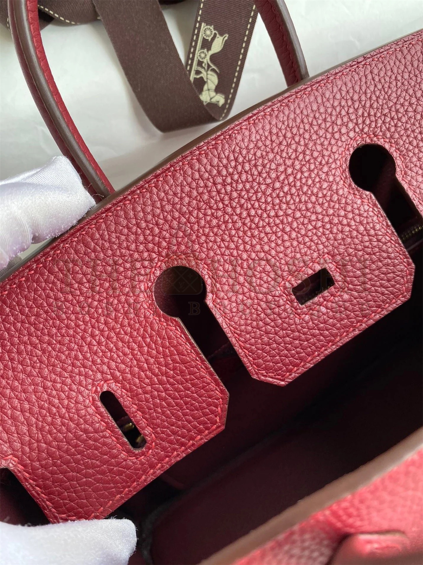 H**me5 Birkin 25 Retourne Handmade Bag In Bordeaux Clemence Leather Master Quality