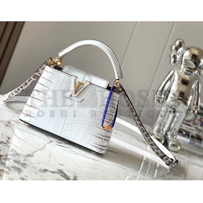 L0vis Vvtt0n LV Women Capucines Mini Handbag Beige Brown Brilliant Crocodilien Leather Master Quality