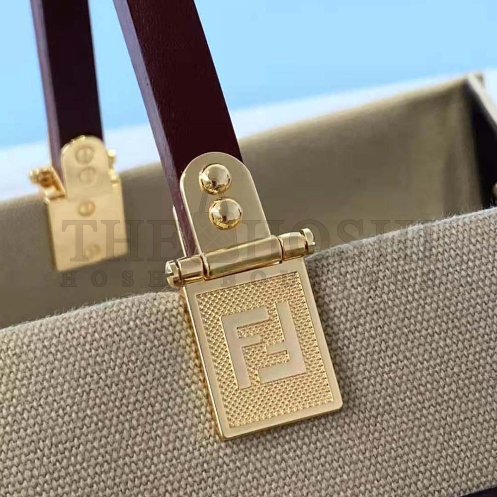 F**di Women F**di Sunshine Medium Beige Canvas Bag Master Quality