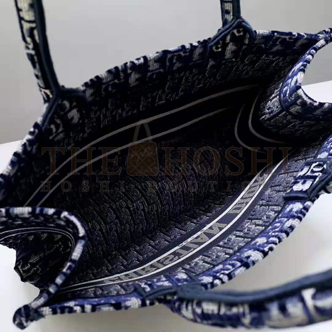 D10r Women Small D10r Book Tote Blue D10r Oblique Embroidered Velvet Master Quality