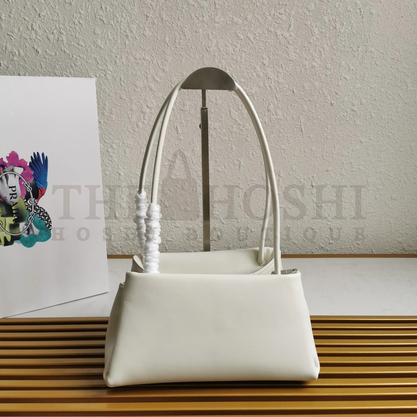 Pra*a S*pernova Small Shoulder Bag In White Calfskin Master Quality