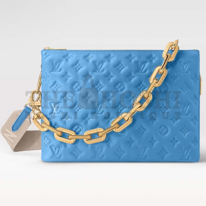 L0vis Vvtt0n LV Women Coussin MM Handbag Blue Lambskin Zip Closure Master Quality