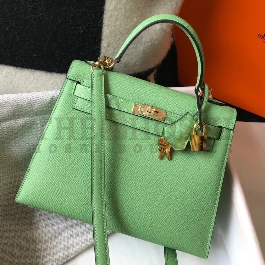 H**me5 Kelly 28cm Sellier Bag in Vert Cypres Epsom Calfskin GHW Master Quality