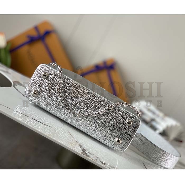 L0vis Vvtt0n LV Women Capucines BB Handbag Etain Metallic Gray Taurillon Leather Master Quality