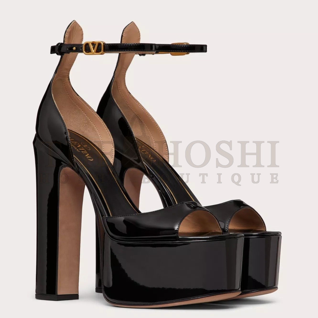 Va1e*ntin0 Tan-Go Platform Sandals 155mm In Black Patent Leather Master Quality