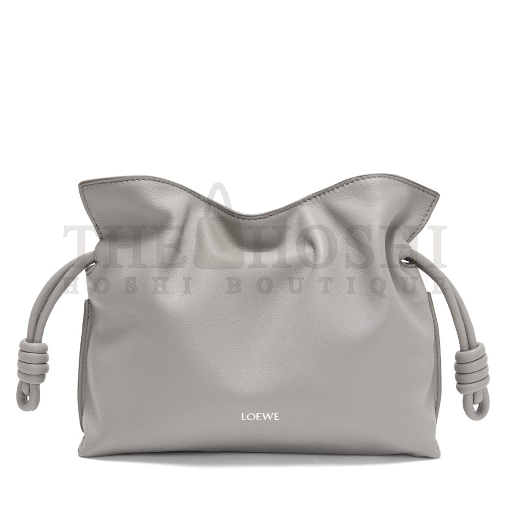 L0ew* Mini Flamenco Clutch Bag in Pearl Grey Nappa Calfskin Master Quality