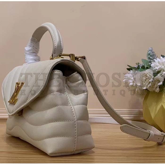 L0vis Vvtt0n LV Women Hold Me Top-Handle Bag Beige Smooth Cowhide Leather Master Quality