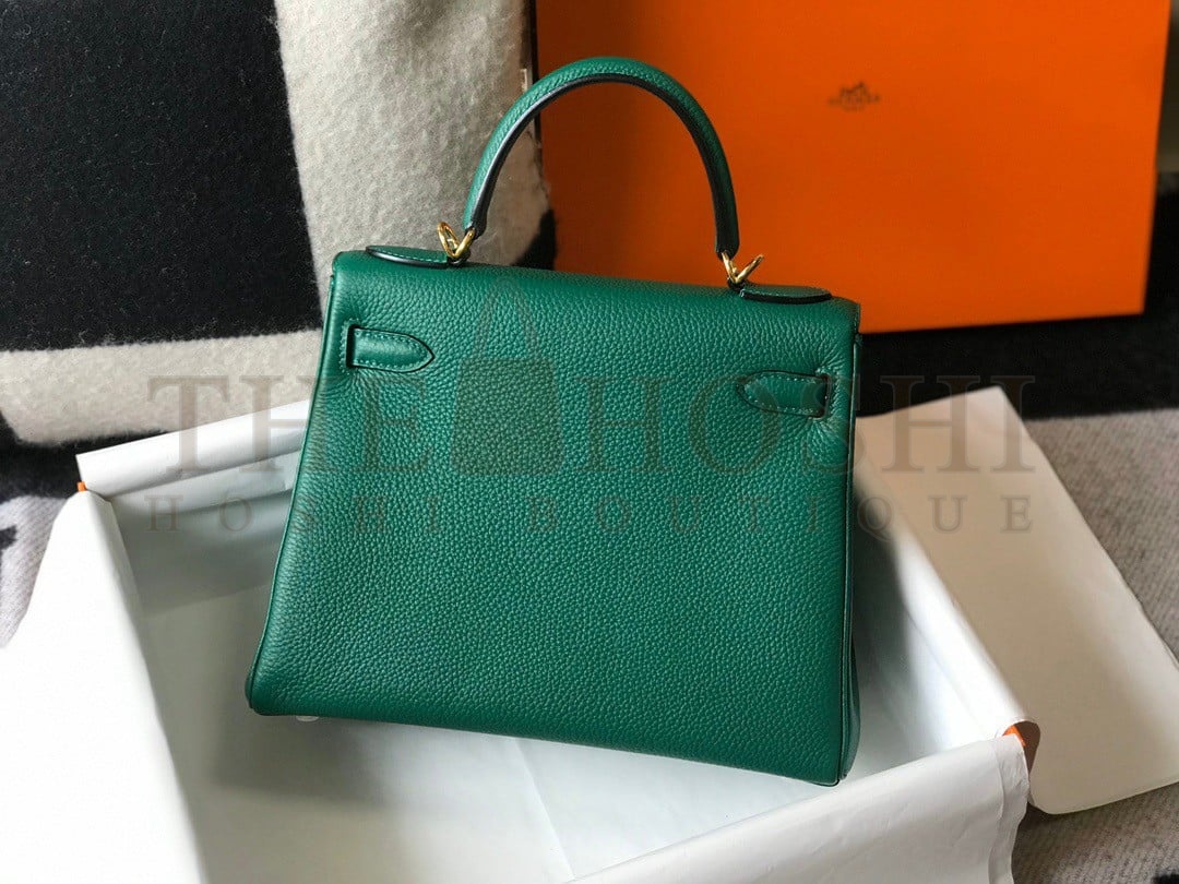 H**me5 Kelly 28cm Retourne Bag in Malachite Clemence Leather GHW Master Quality