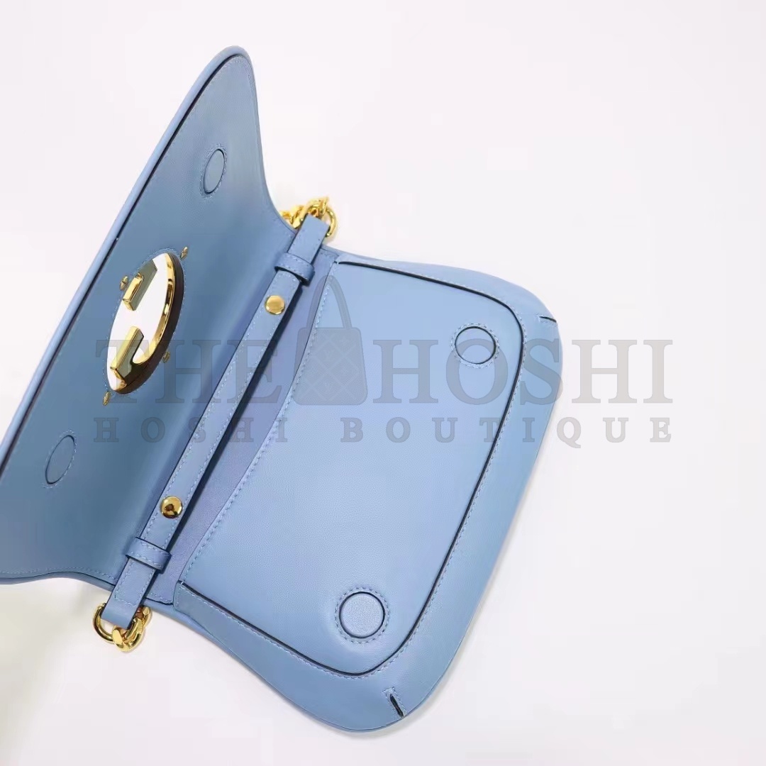 Gvc*1 Women GG Blondie Shoulder Bag Blue Leather Round Interlocking G Master Quality