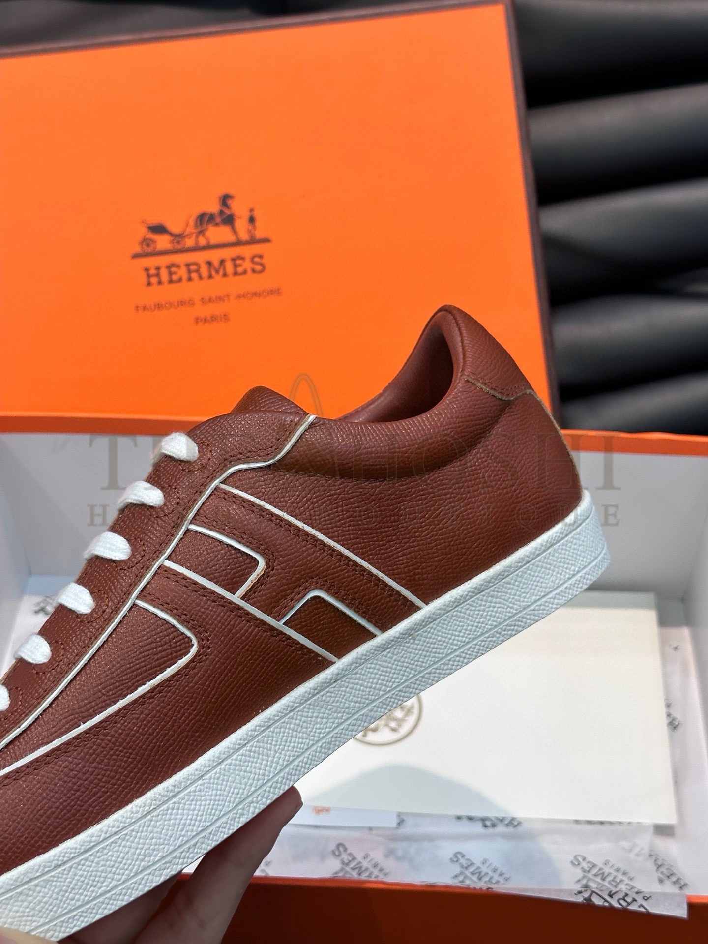 H**me5 Boomerang Sneakers In Brown Epsom Calfskin Master Quality