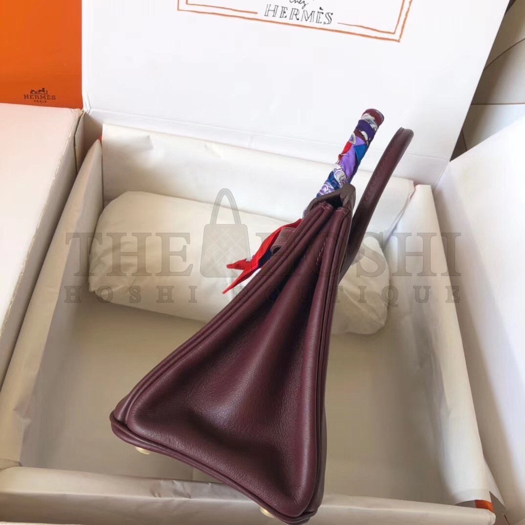 H**me5 Burgundy Birkin 25cm Swift Handmade Bag Master Quality