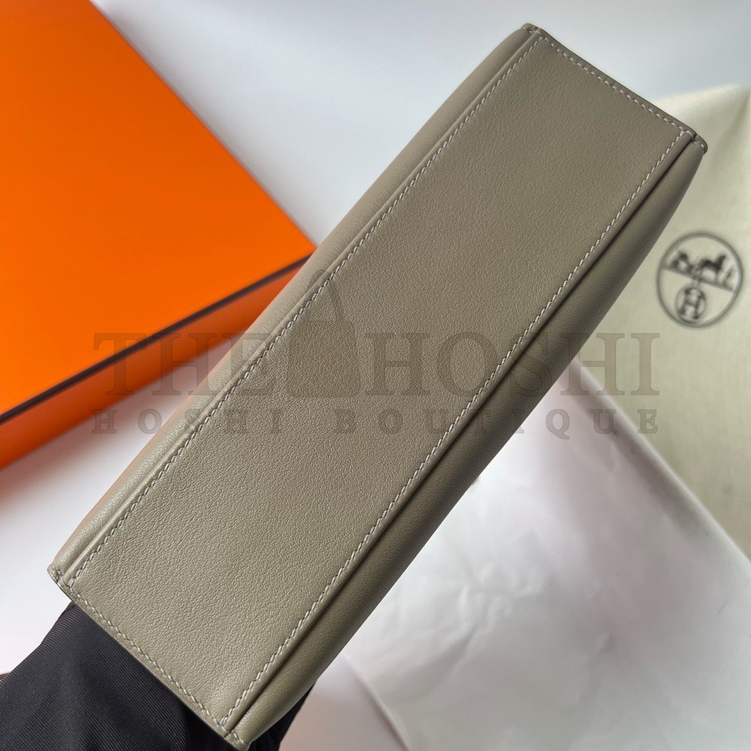 H**me5 Kelly Pochette Handmade Bag In Taupe Swift Calfskin Master Quality