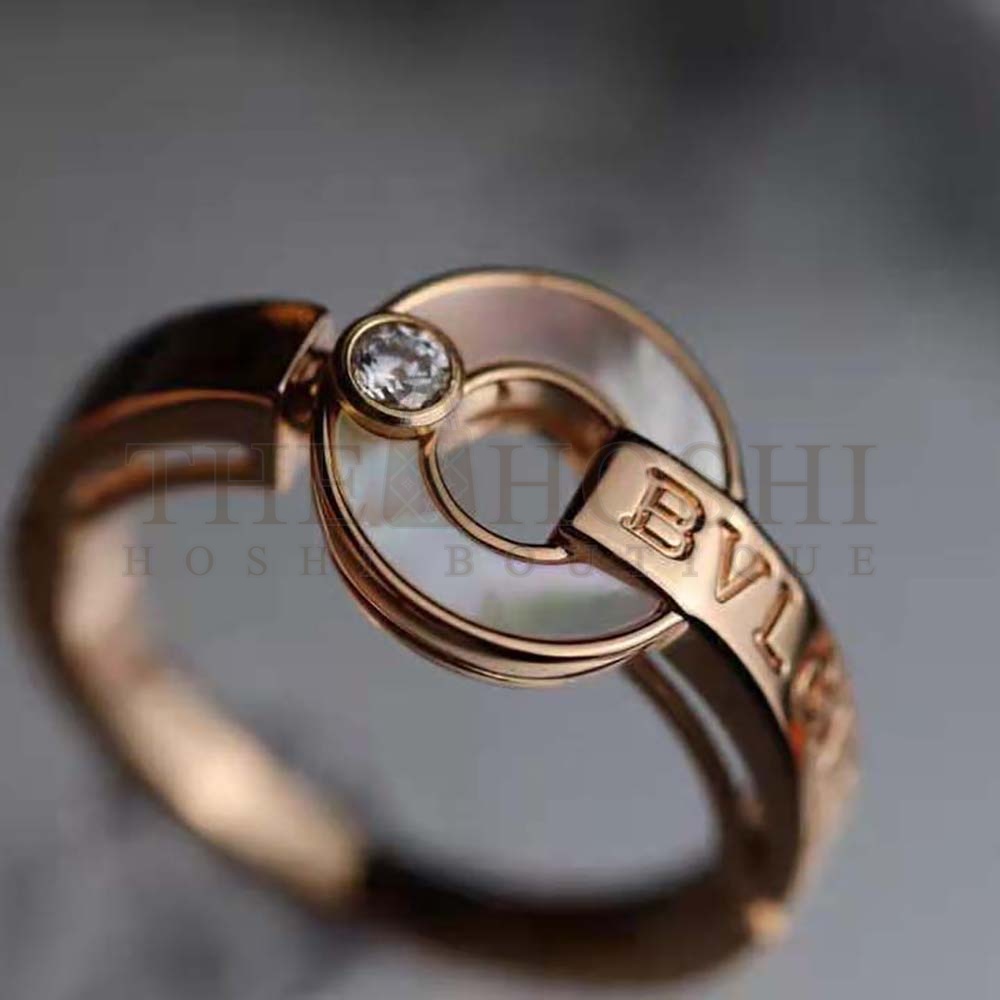 Bv1g*ai Women Openwork 18 KT Rose Gold Ring Master Quality
