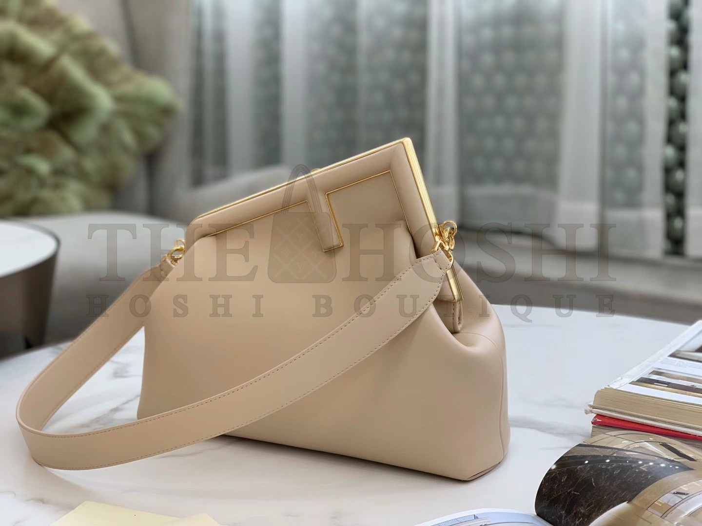 F**di First Medium Bag In Beige Nappa Leather Master Quality
