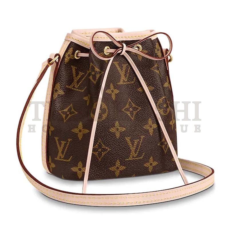 L0vis Vvtt0n LV Women Nano Noé Bucket Bag in Monogram Coated Canvas-Brown Master Quality