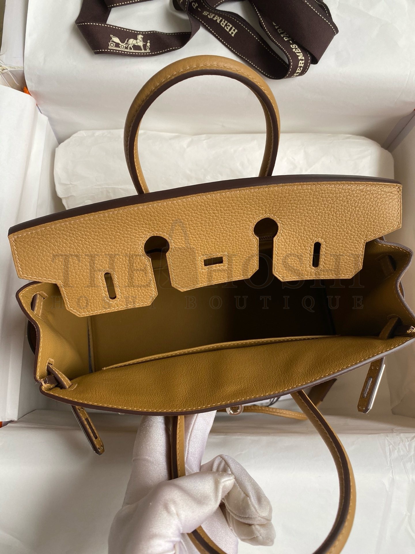 H**me5 Birkin 25 Retourne Handmade Bag In Biscuit Clemence Leather Master Quality