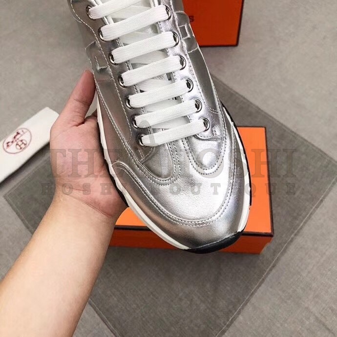 H**me5 Trail Sneakers In Silver Metallic Nappa Leather Master Quality