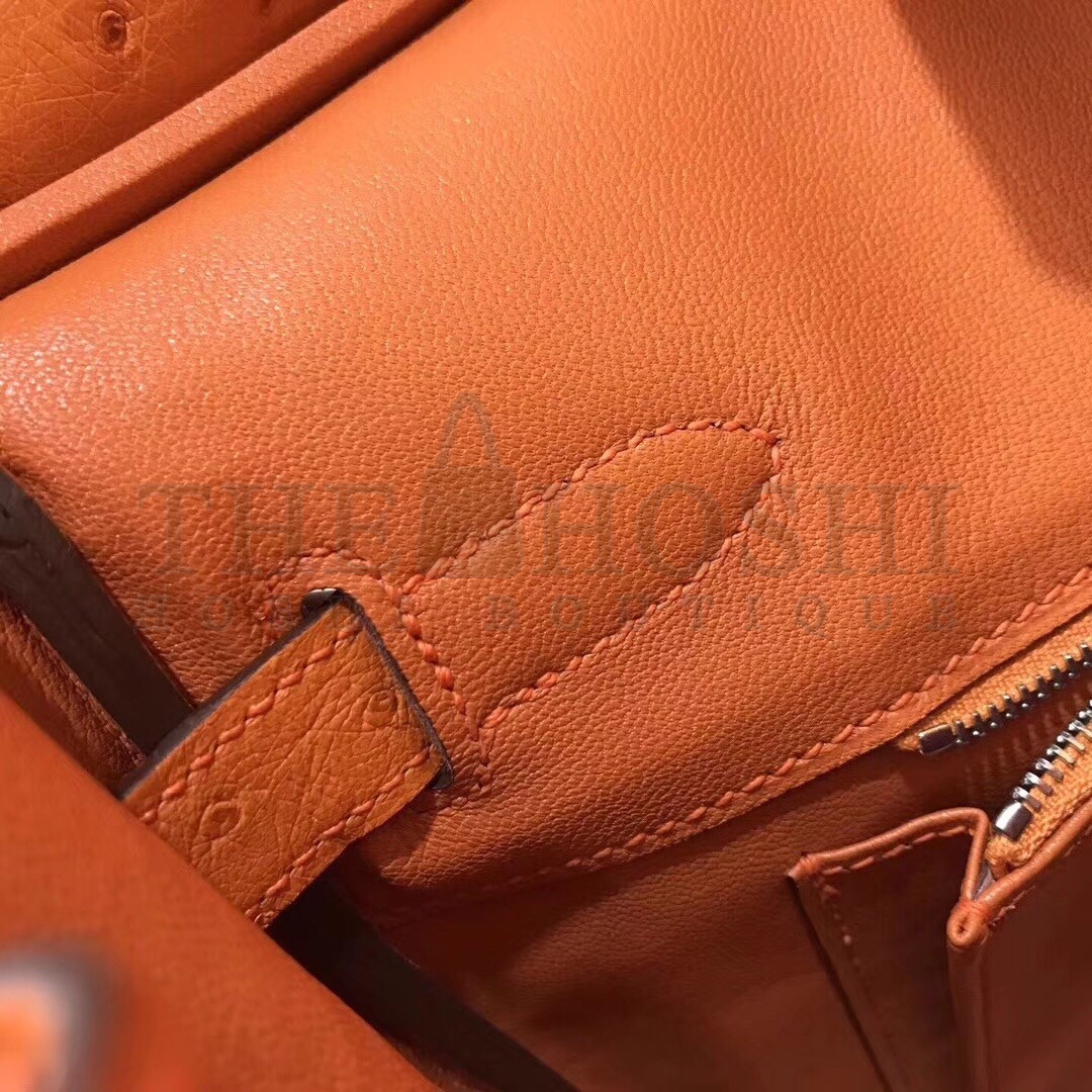 H**me5 Orange Birkin 30cm Ostrich Handmade Bag Master Quality