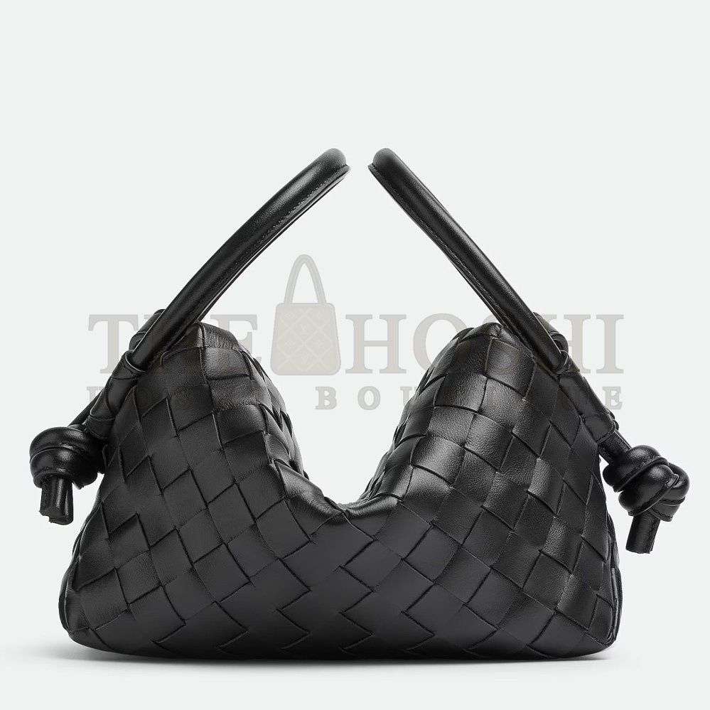 B0tt*ga Ven*ta Small Loop Crossbody Bag In Black Intrecciato Lambskin Master Quality