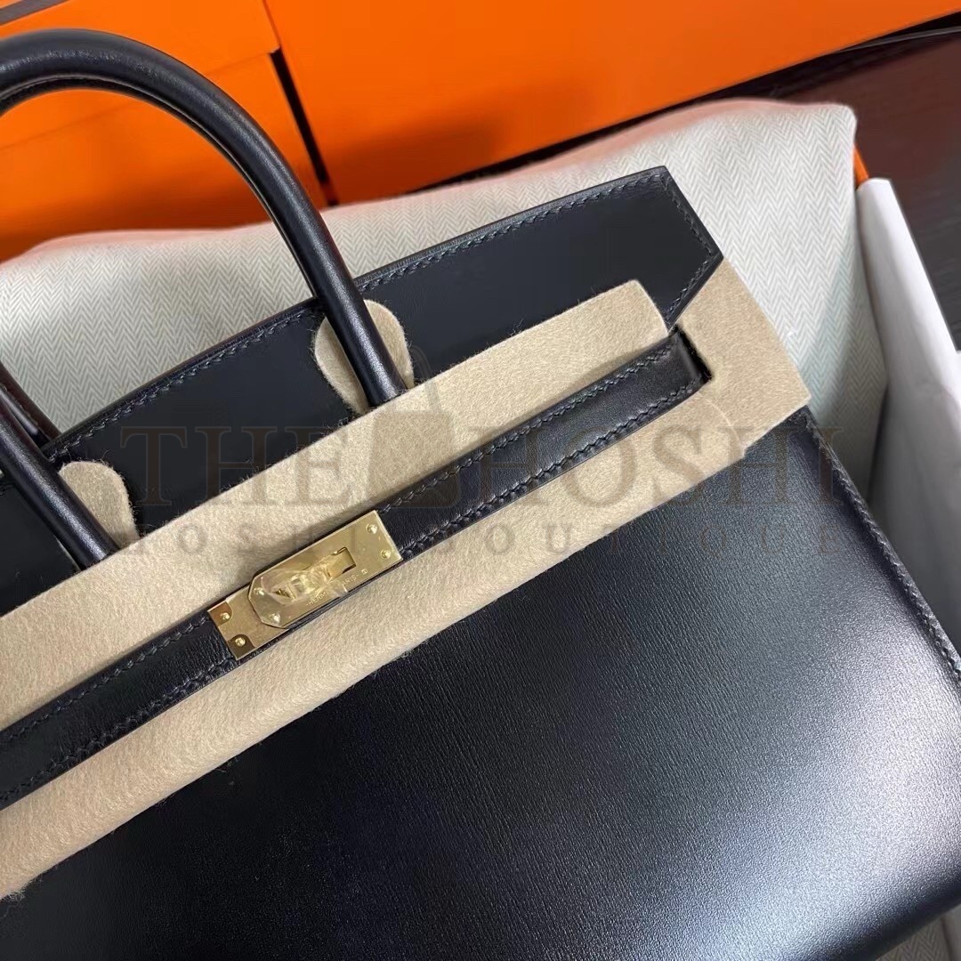 H**me5 Birkin 25 Sellier Handmade Bag In Black Box Calfskin Master Quality