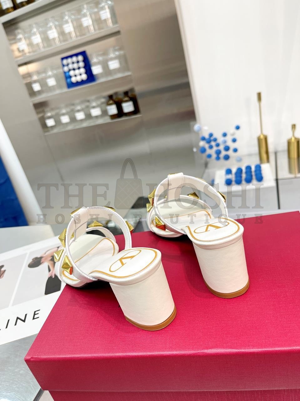 Va1e*ntin0 Roman Stud Slide Sandals 60mm In White Calfskin Master Quality