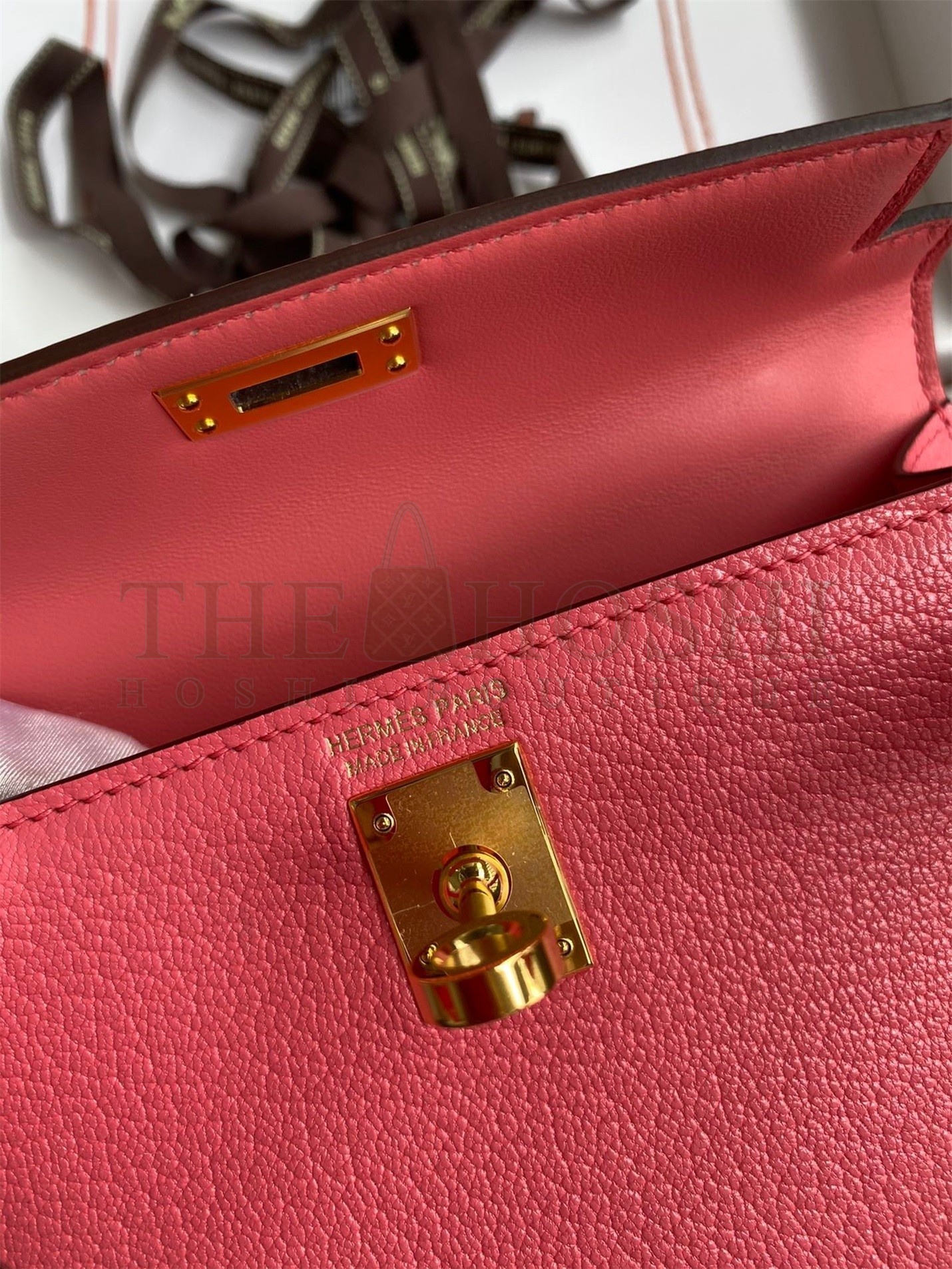 H**me5 Kelly Mini II Sellier Handmade Bag In Rose Lipstick Chevre Mysore Leather Master Quality