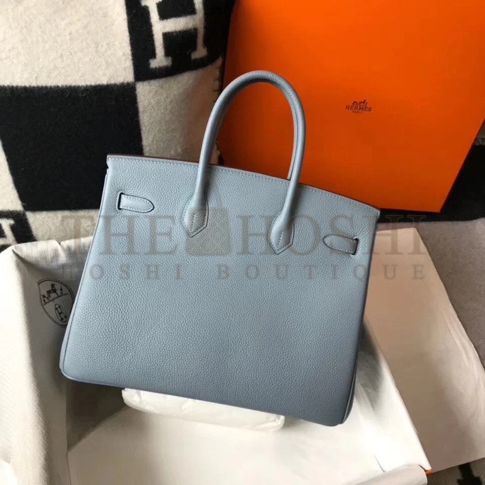 H**me5 Birkin 35 Bag in Blue Lin Clemence Leather with GHW Master Quality