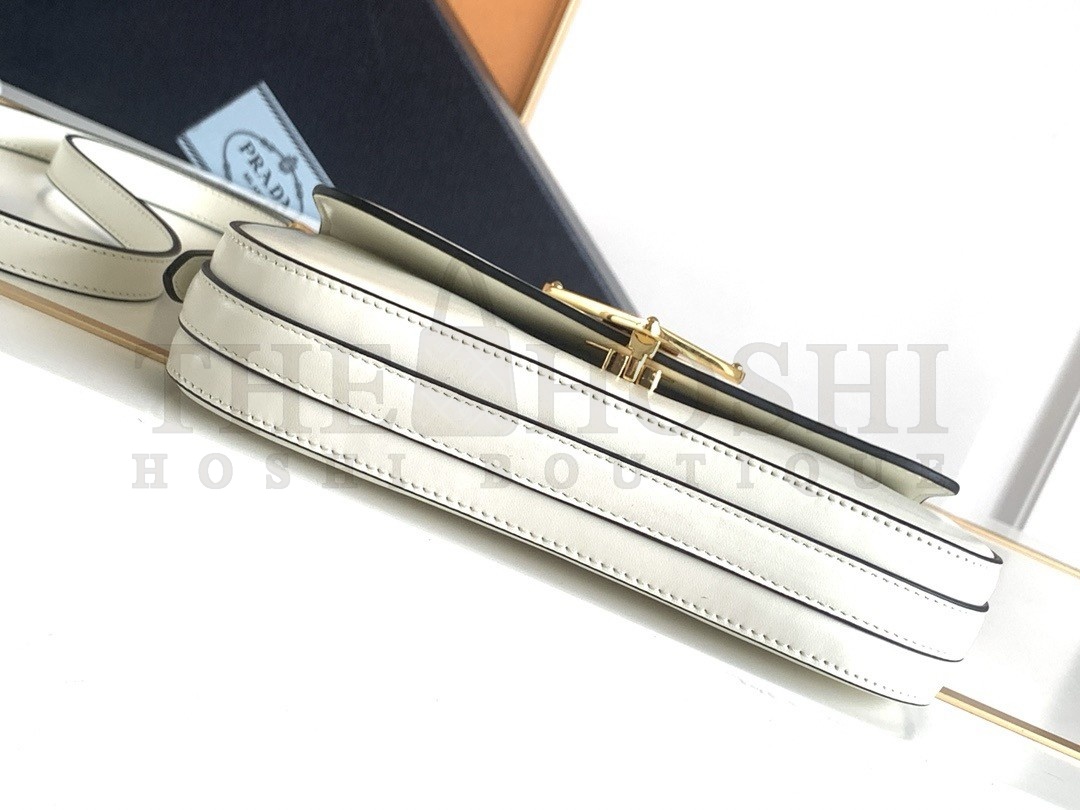 Pra*a Shoulder Bag in White Smooth Calfskin Master Quality