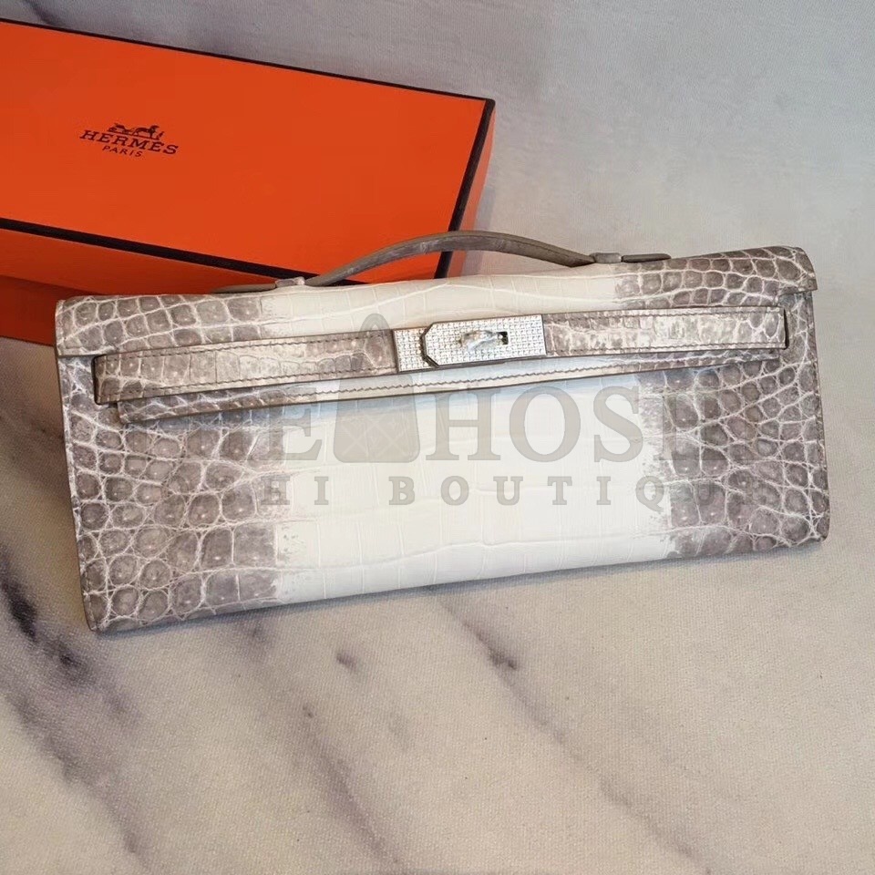 H**me5 D1am0nd Kelly Cut Clutch In Himalaya Niloticus Crocodile Skin Master Quality
