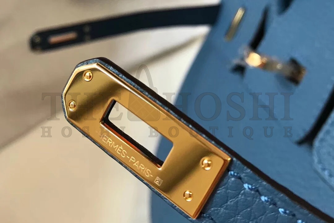 H**me5 Birkin 25 Bag In Blue Agate Clemence Leather with GHW Master Quality