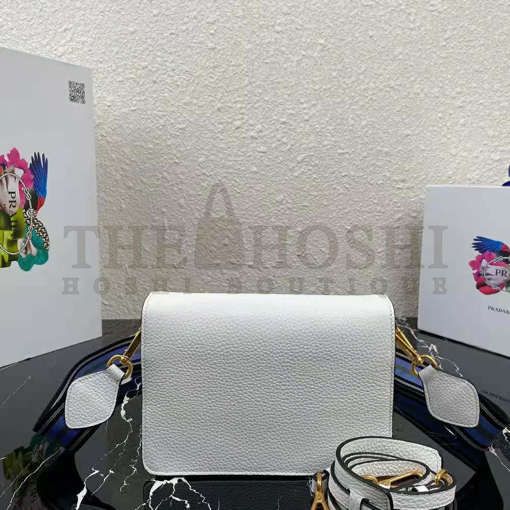 Pra*a Women Calf Leather Shoulder Bag-White Master Quality