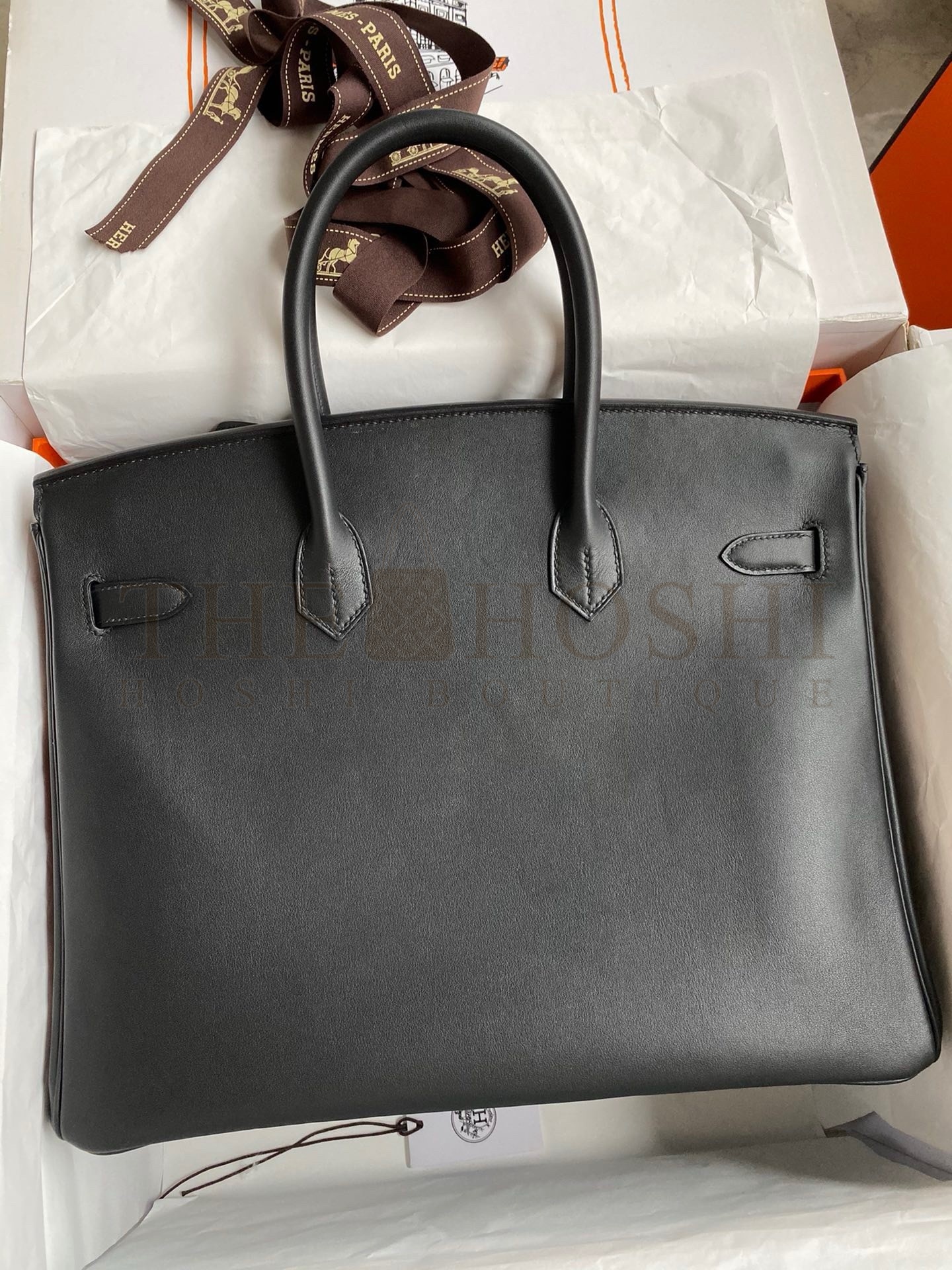 H**me5 Birkin 35 Retourne Handmade Bag in Black Swift Leather Master Quality