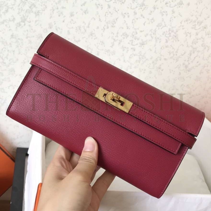 H**me5 Kelly Classic Long Wallet In Ruby Epsom Leather Master Quality