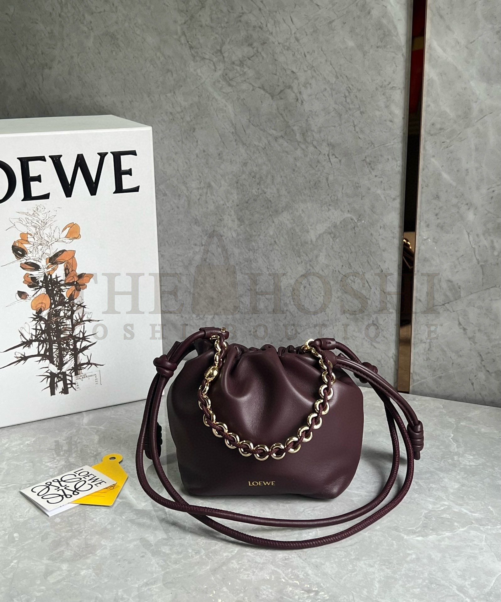 L0ew* Mini Flamenco Purse Bag in Burgundy Nappa Lambskin Master Quality