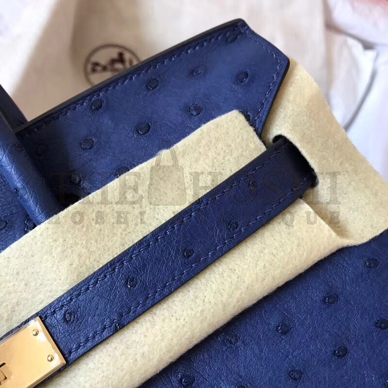 H**me5 Blue Birkin 30cm Ostrich Handmade Bag Master Quality