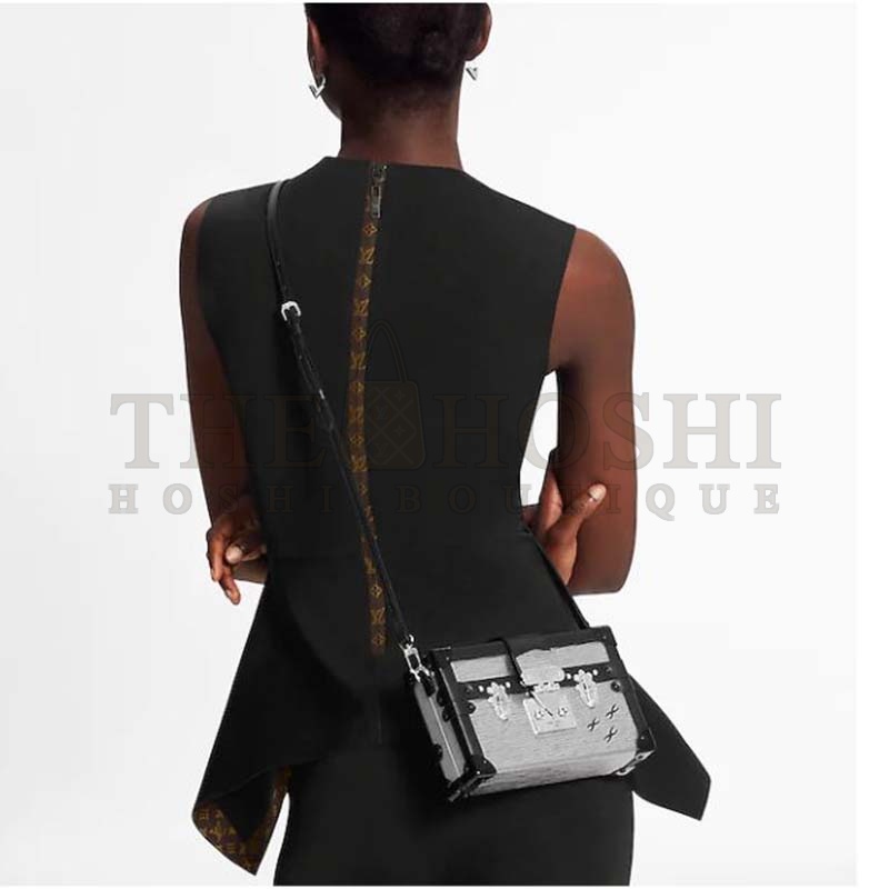 L0vis Vvtt0n LV Women Petite Malle Handbag Silver Epi Grained Cowhide Leather Master Quality