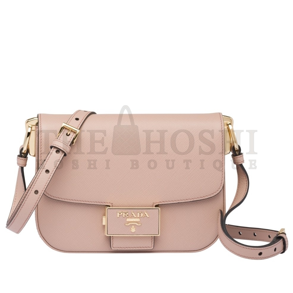 Pra*a Embleme Shoulder Bag In Poudre Saffiano Leather Master Quality