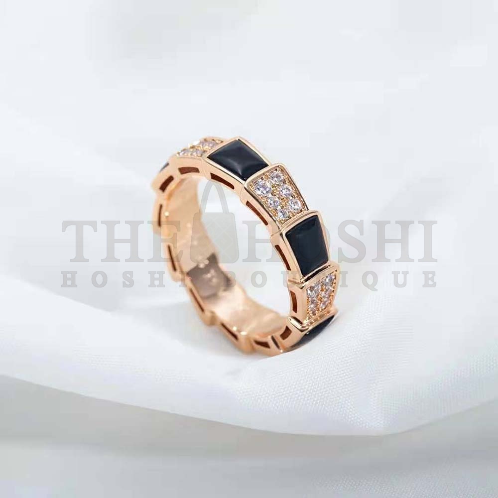 Bv1g*ai Women Serpenti Viper Band Ring in 18 KT Rose Gold-Black Master Quality