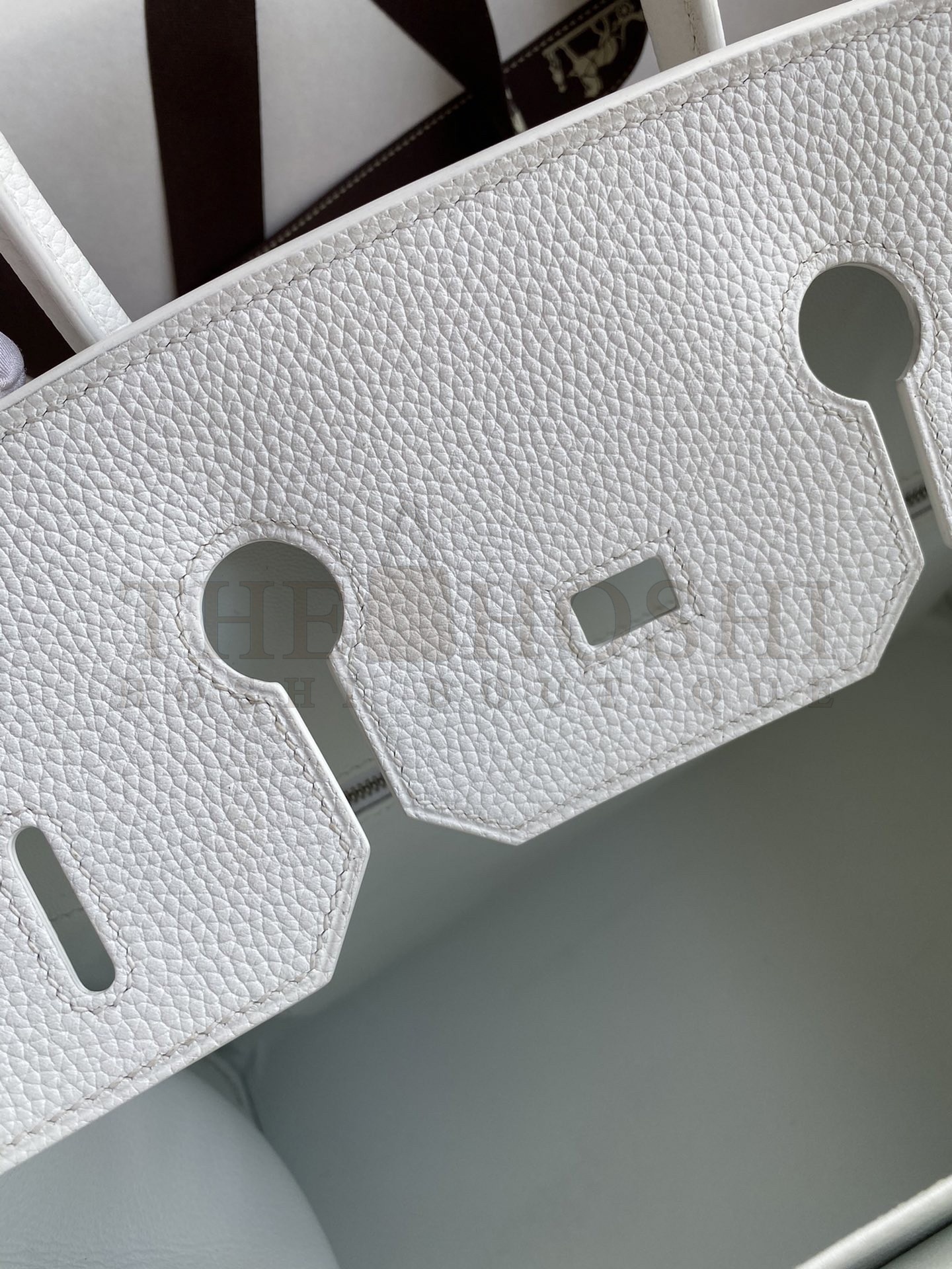 H**me5 Birkin 35 Handmade Bag In Toile &amp; White Clemence Leather Master Quality