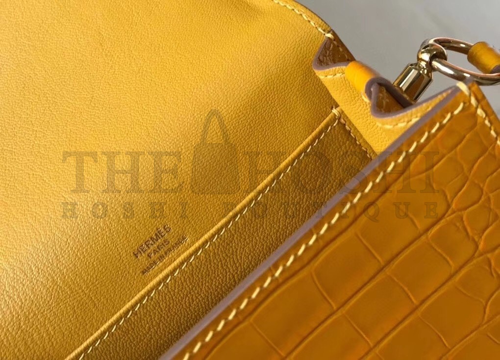 H**me5 Roulis Mini Bag In Yellow Embossed Crocodile Calfskin Master Quality