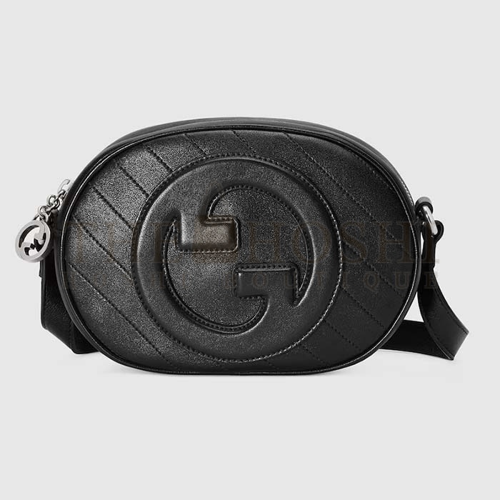 Gvc*1 Women GG Blondie Mini Shoulder Bag Black Leather Round Interlocking G Patch Master Quality